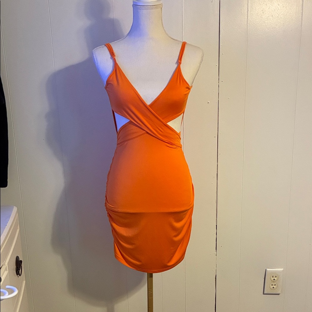 Orange Cut-Out Bodycon Dress